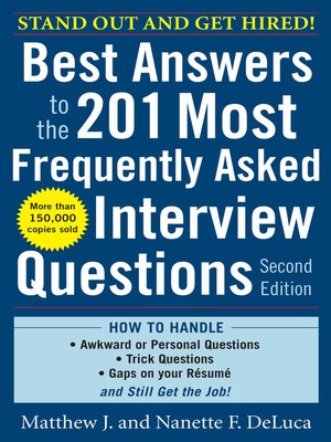cover image of Best Answers to the 201 Most Frequently Asked Interview Questions